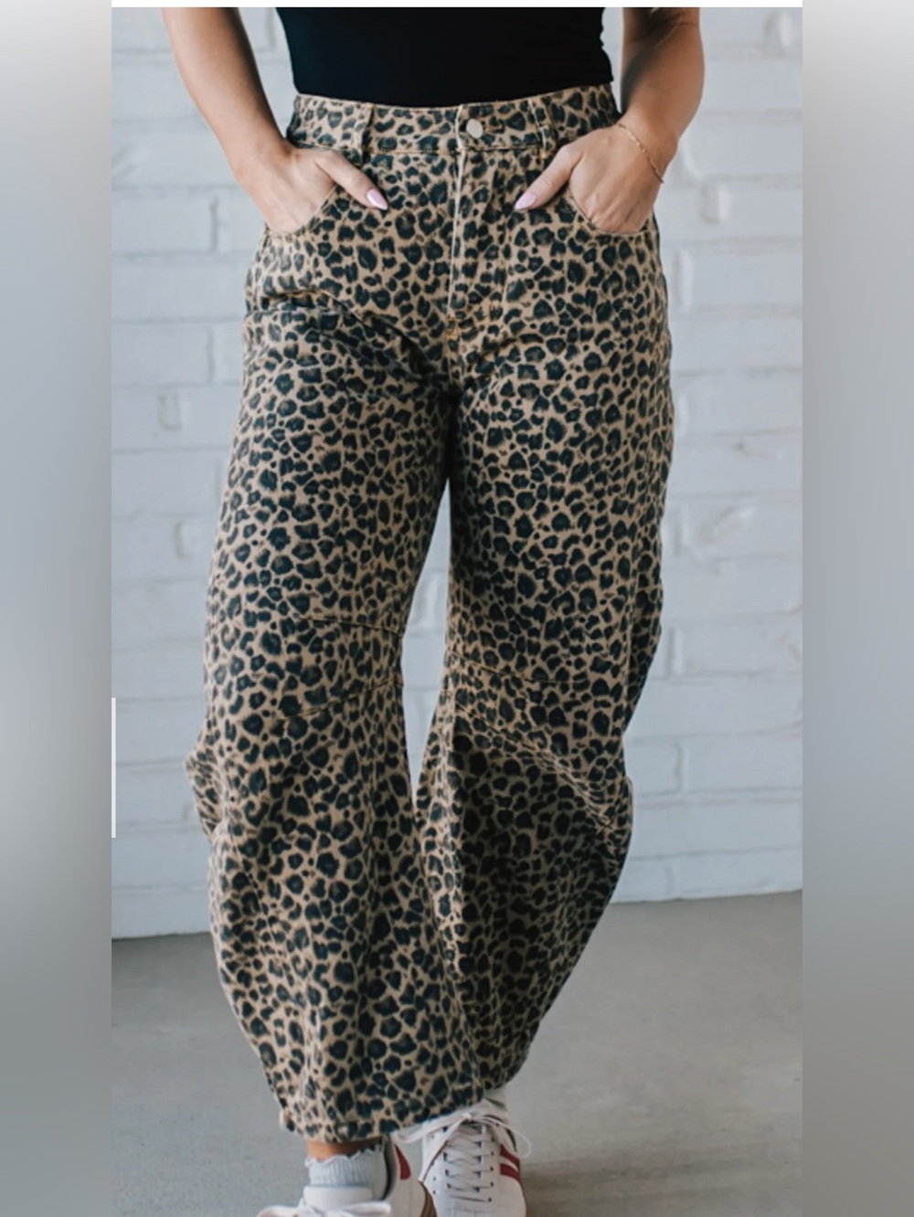 So Me - Wide Leg Raw Hem Animal Print Denim size S